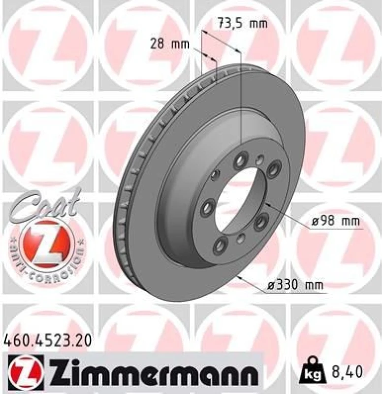 Image of ZIMMERMANN Brake disc ZIMMERMANN 460.4523.20