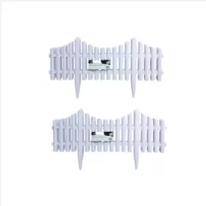 image of 2 x 33cm 4 Piece Set White Wood Effect Picket Fence Garden Edging