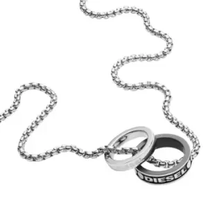 Mens Diesel Stainless Steel Stud Ring Pendant Necklace