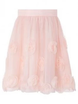 image of Monsoon Girls 3D Roses Skirt - Dusky Pink