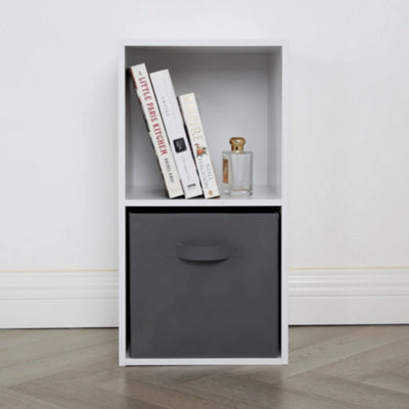 Image of Jane - 2X1 White Bookcase With Baskets
