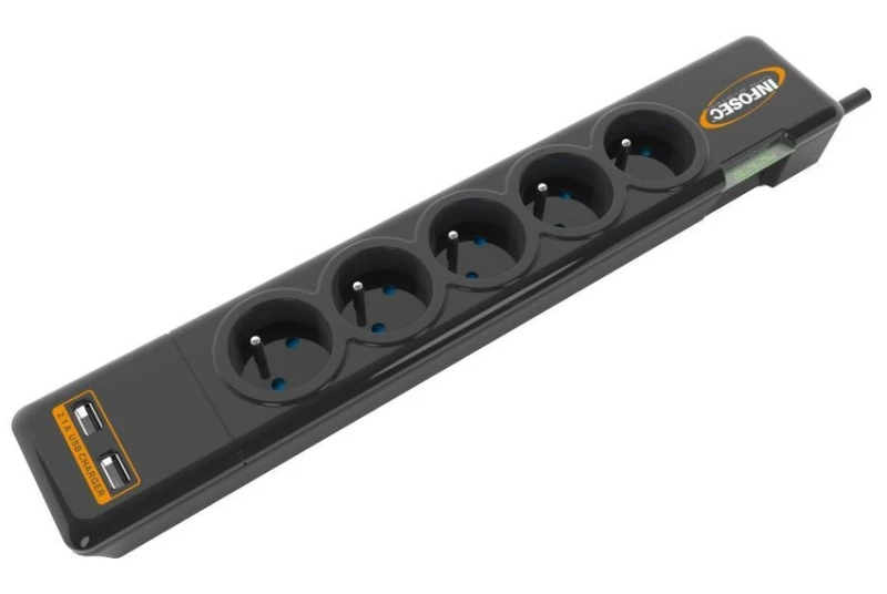 Image of Infosec S5 USB NEO Black 5 AC outlet(s) 230 V 1.5 m