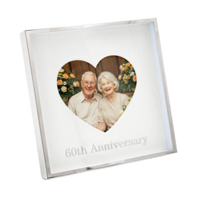 Image of Happy Homewares 60Th Anniversary 4X4 Nickel Heart Frame With Silver Foil