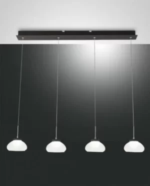 image of Arabella LED Straight Bar Pendant Ceiling Light White Glass