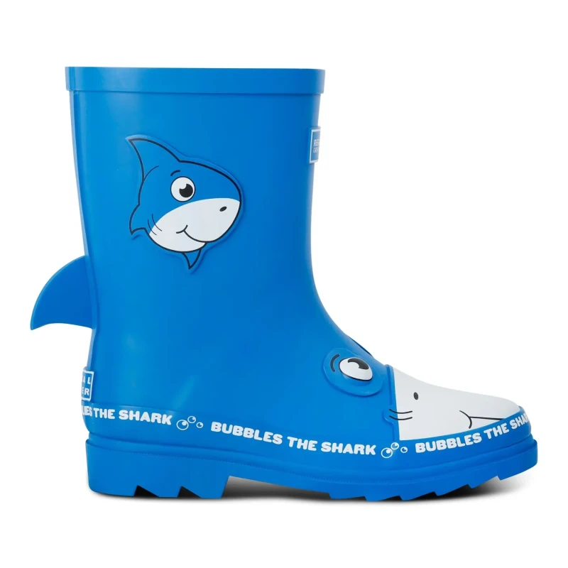 Image of Regatta Boys Mudplay II Waterproof Wellies UK Size 12 (EU 31) Bubbles The Shark Blue RKF856B-GAU-12