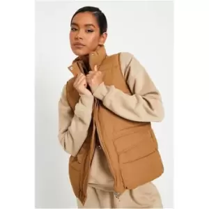 image of I Saw It First Camel Padded Gilet - Brown