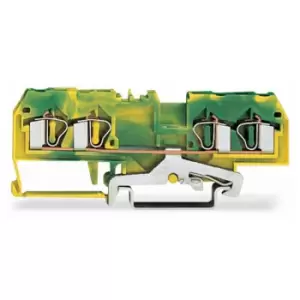 Image of WAGO 281-657 6mm 4-conductor Ground Terminal Block Green-yellow AW...