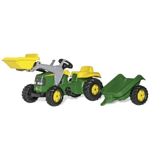 image of John Deere Kids Tractor with Front Loader and Rear Trailer