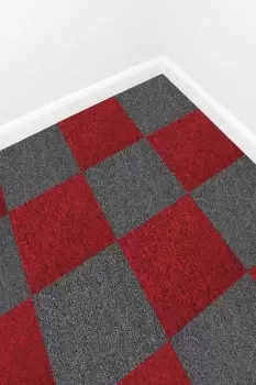 image of 40 x Carpet Tiles 10m2 Scarlet Red & Charcoal Black