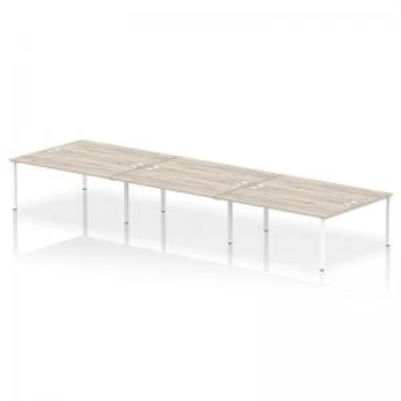 Image of Impulse Impulse Bench B2B 6 Person 1800 White Frame Office Bench Desk Grey Oak IMB6P18GRYW