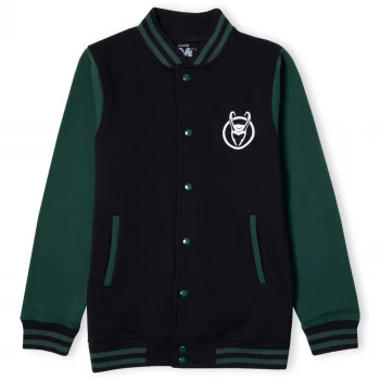 Image of Marvel Loki Logo Unisex Varsity Jacket - Black/Green - L