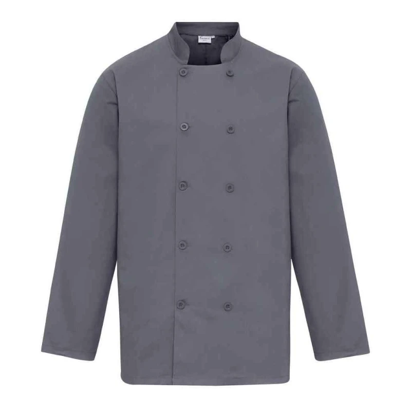 Image of Premier Premier Men Long-Sleeved Chef Jacket in Dark Grey Size: 5X-Large Dark Grey 5XL Male 5063693786670
