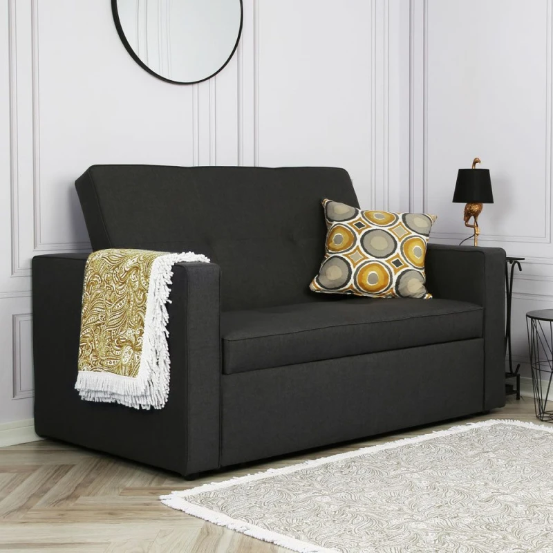 Image of Home Garden Direct Troy - Pull Out Sofa Bed - Double Sofa Bed - Grey in Dark Grey Size: 2.1m Dark Grey Unisex 2.1m