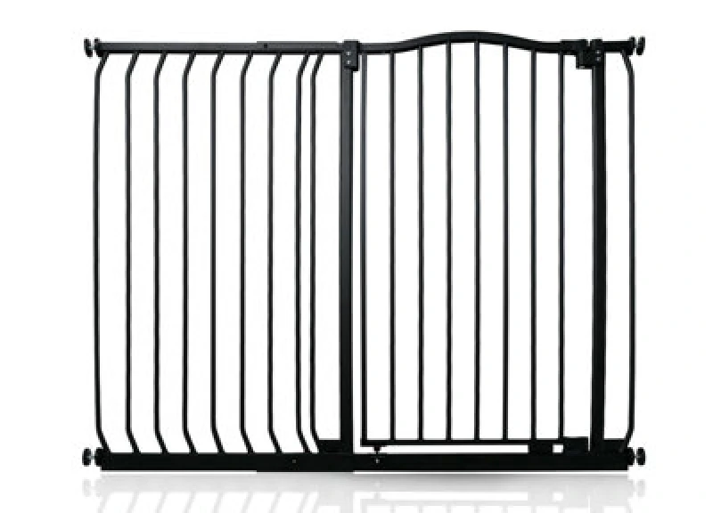 Image of Safetots Extra Tall Curved Top Safety Gate, 116Cm - 125Cm, Matt Black, Extra Tall 100Cm In Height, Pressure Fit Stair Gate