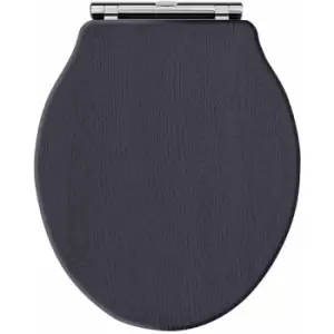 image of Chancery Soft Close Toilet Seat Chrome Hinges - Twilight Blue - Hudson Reed