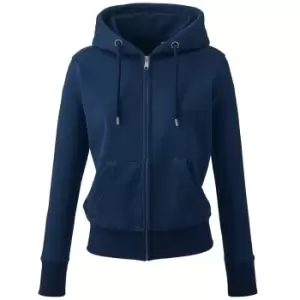 Image of Anthem Womens/Ladies Organic Full Zip Hoodie (L) (Navy)