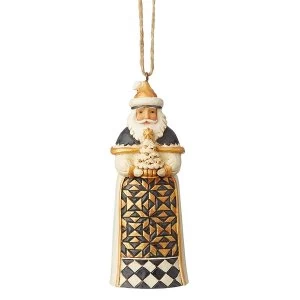 image of Black and Gold Santa Hanging Ornament