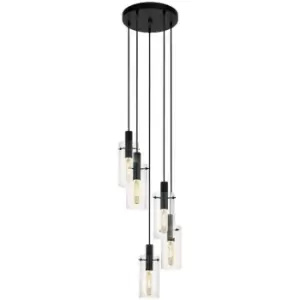 image of Montefino 5 Lamp Cluster Pendant Ceiling Light Black - Eglo