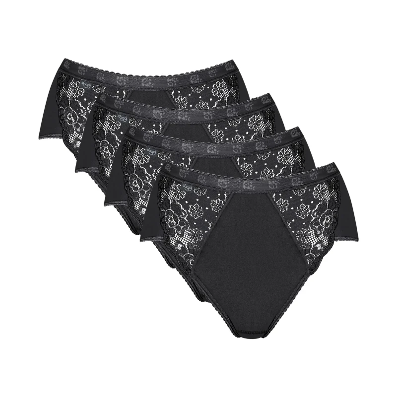 Image of Sloggi Pack of 4 Chic Midi Knickers Black Women 10;24;12;14;16;18;20;22