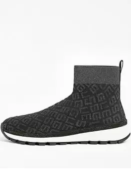 Image of Guess Logo Sock Boot, Black, Size 37, Women