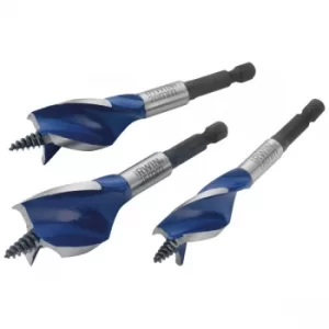 image of IRWIN IW40401003 Blue Groove 6X Stubby Wood Bit Set, 3 Piece 16-25mm