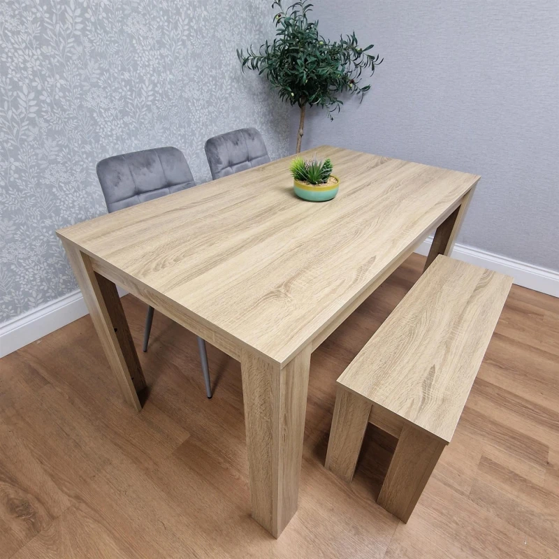 Image of KOSY KOALA Dining Table Set with 2 Chairs Dining Room and Kitchen table set of 2, and Bench Beige