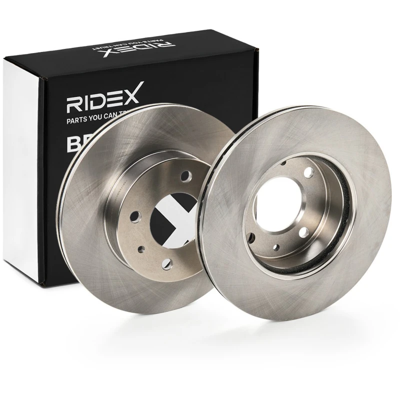 Image of RIDEX 82B0439 Brake disc Front Axle, Vented, Cast Iron, Uncoated, Untreated, without bolts/screws Cast Iron Brake Disc (82)