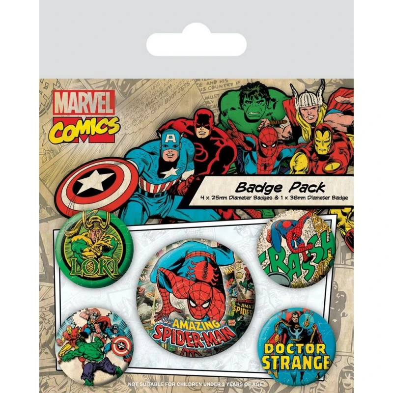 Image of Marvel Comics Spider-Man Badge Set (Pack of 5) Multi
