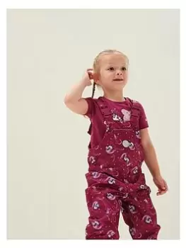 Image of Regatta Kids Peppa Pig Dungaree - Raspberry , Raspberry, Size 5-6 Years, Women