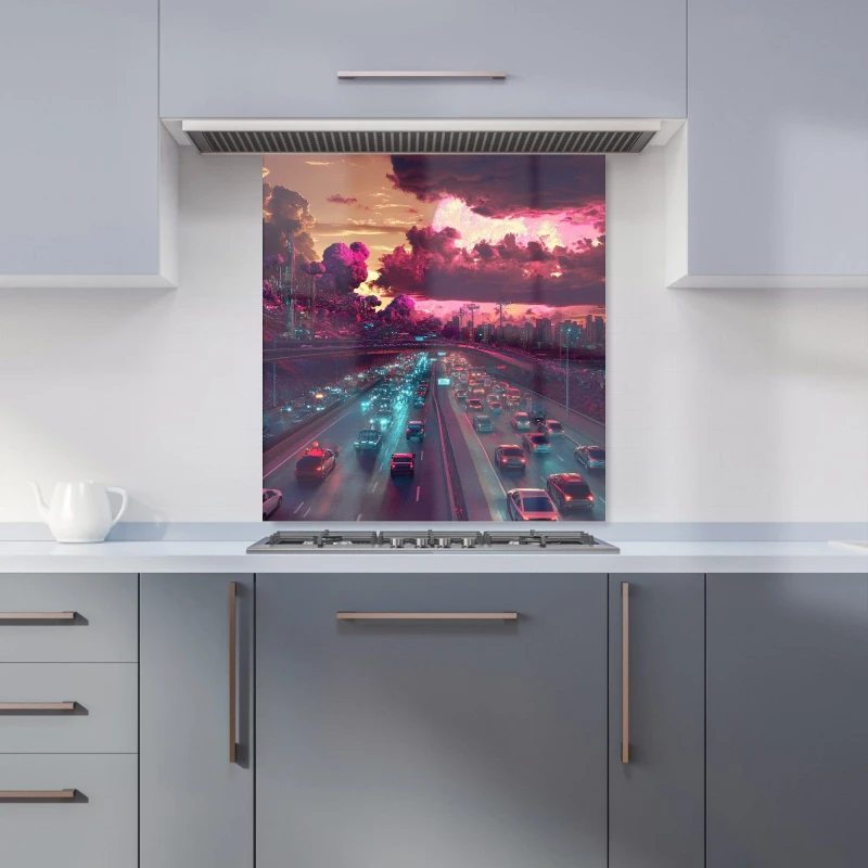Image of Designer Kitchen Splashbacks Elena Sable: 00014 Kitchen Splashback Size: 700mm x 650mm Multicolor Unisex 700mm x 650mm