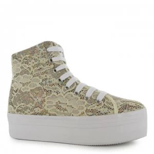 image of Jeffrey Campbell Play Homg Lace Platform Shoes - Cream Glitter