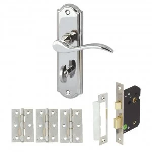 Image of Elegance Bathroom Handle Set with Bathroom Lock and Hinges