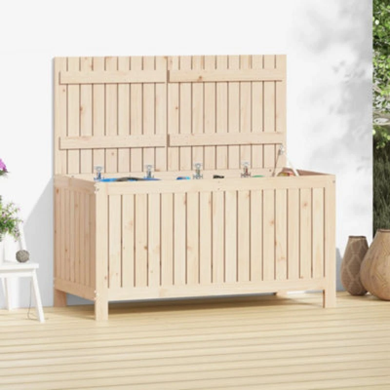 Image of vidaXL Garden Storage Box 121x55x64cm Solid Wood Pine, Brown 823843