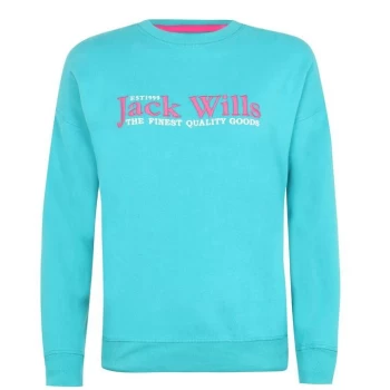 image of Jack Wills Manton Boyfriend Crew Neck Sweatshirt - Teal