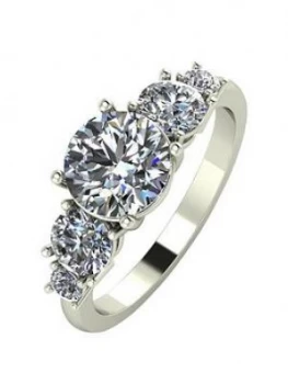 Image of Moissanite 9ct Gold 2 Carat Eq Moissanite 5 Stone Tapered Ring, White Gold Size M Women