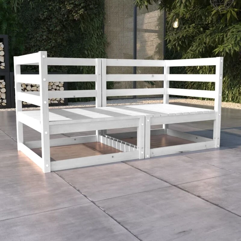 Image of VIDAXL Garden 2-Seater Sofa White Solid Pinewood Vidaxl 8720286463482