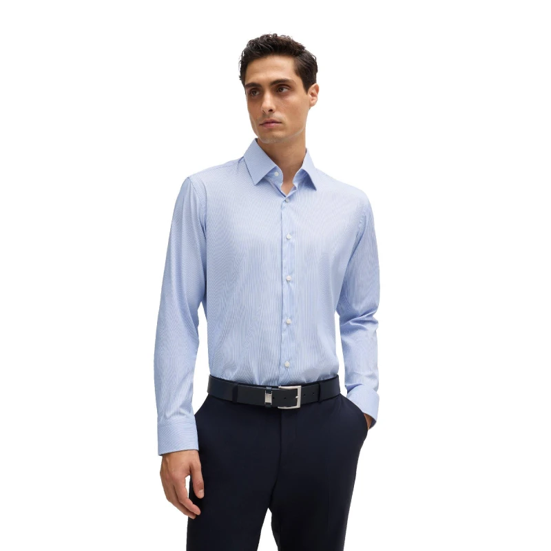 Image of Boss Mens P Joe Kent Long Sleeve Oxford Shirt Pastel Blue male 14.5 inch