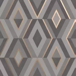 Image of Fine Decor - Fine Decor FD42607 Shard Geo Charcoal/Rose Wallpaper...