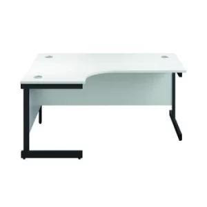 Image of Jemini Radial Left Hand Single Upright Cantilever Desk 1600x1200x730mm White/Black KF819677