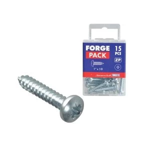 Image of ForgeFix Self-Tapping Screw Pozi Compatible Pan Head ZP 1" x 10 ForgePack 15