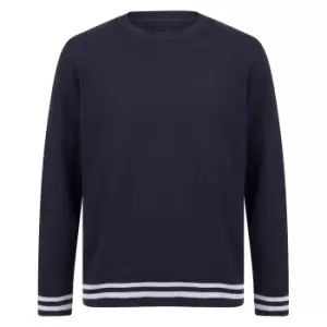 Image of Front Row Unisex Adults Striped Cuff Sweatshirt (L) (Navy/Heather Grey)