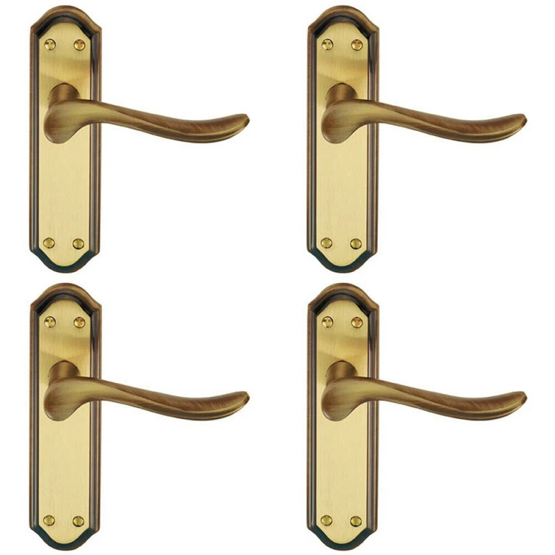 Image of Loops 4x PAIR Curved Handle on Sculpted Latch Backplate 180 x 48mm Florentine Bronze Multi