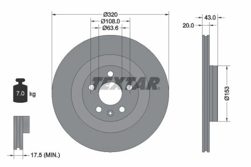 Image of Brake disc TEXTAR 92309703