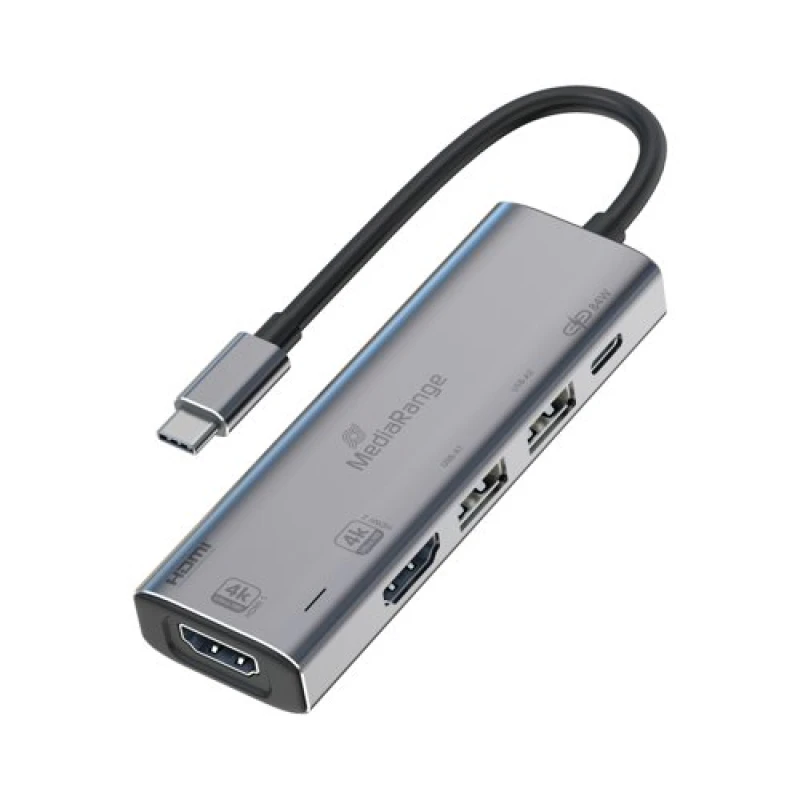 Image of Mediarange USB Type-C 5-In-1 Multiport Adapter Silver MRCS511