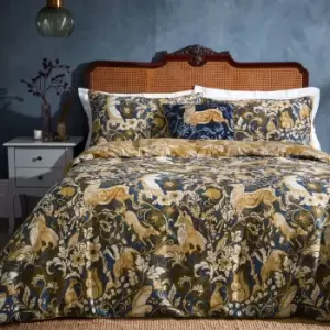Image of Harewood British Animal 100% Cotton Duvet Cover Set Blue