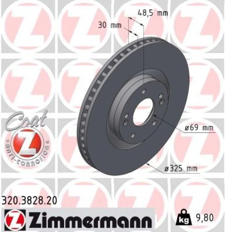 Image of ZIMMERMANN Brake disc ZIMMERMANN 320.3828.20