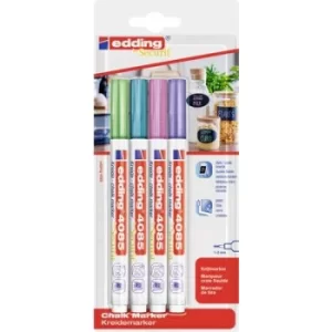 Image of Edding e-4085/4 4-4085-4-1MET Chalk Blue (metallic), Green (metallic), Pink (metallic), Violet (metallic) 1 mm, 2mm 4 pcs/pack