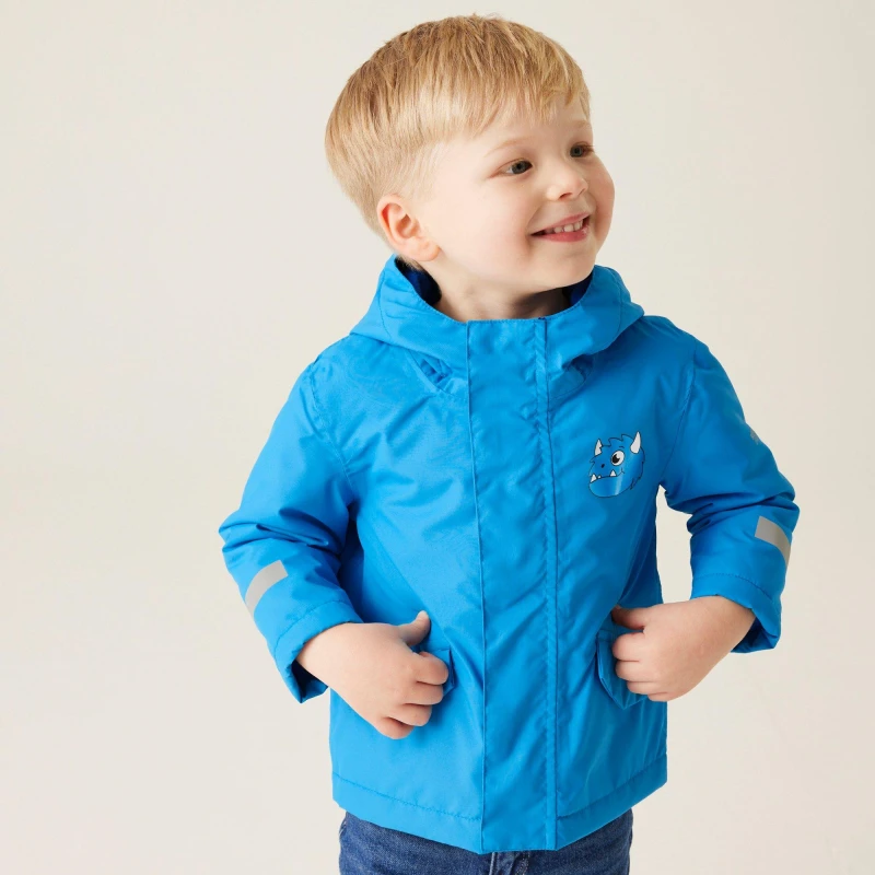 Image of Regatta Boys Animal Rainy Day Waterproof Jacket 60-72 Months (110-116cm) Spike The Monster Hydro Blue RKP276B-2EH-60