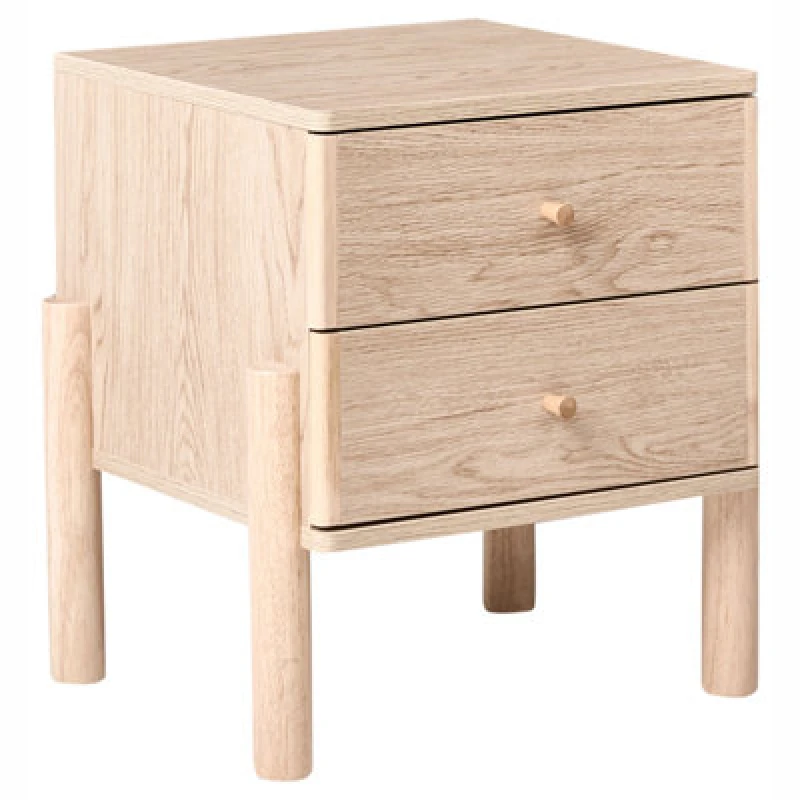 Image of Beliani 2 Drawer Bedside Table Collins Light Brown