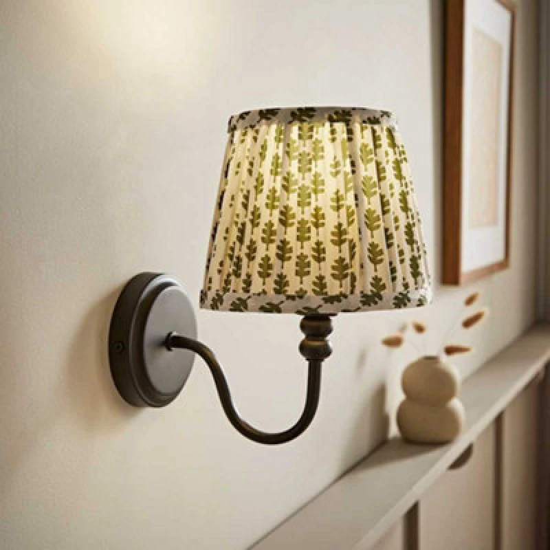 Image of Valuelights Binky Black Rechargeable Wall Light With Green Floral Shade